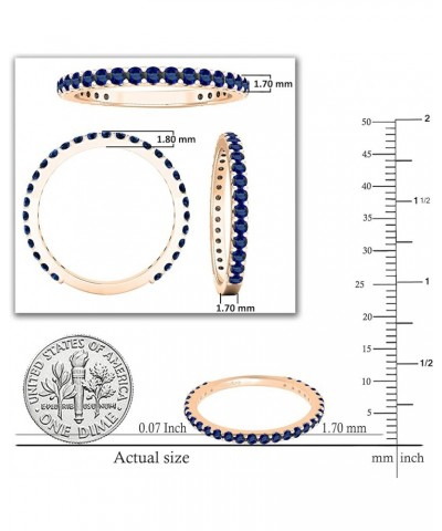 Round Lab Created Blue Sapphire Eternity Style Wedding Band for Women in 10K Gold 6 Rose Gold $83.94 Rings