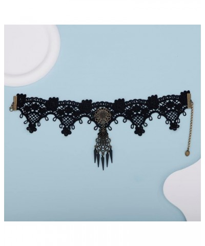 Black Lace Choker Gothic Necklace with Crystal for Women Girls Wedding Bridal Necklace Halloween Party Style 2 $9.35 Necklaces