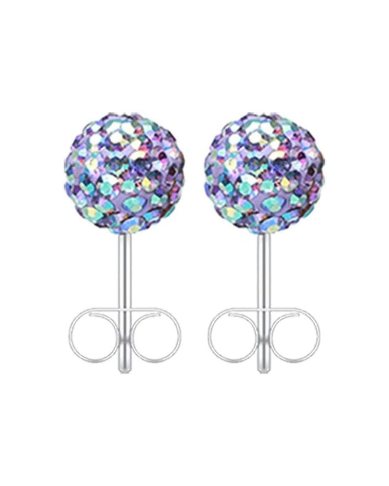 Multi-Sprinkle Dot Multi Gem Aurora Ball Ear Stud Earrings Tanzanite/Aurora Borealis, Ball Size: 10mm $10.19 Earrings