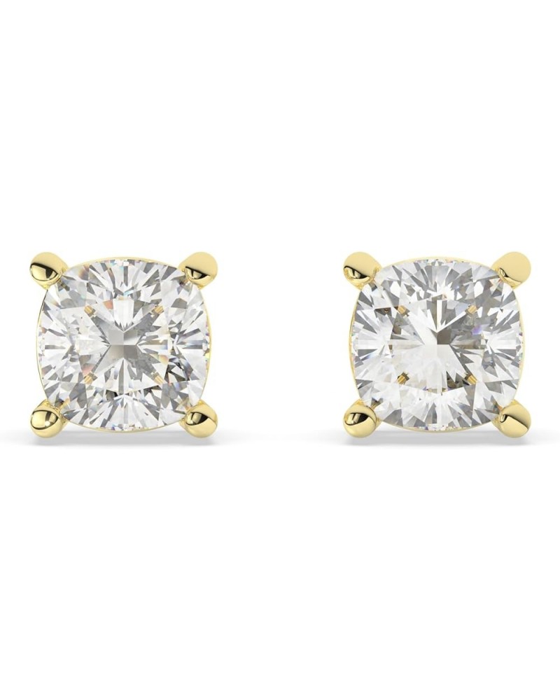 14K Solid Gold Lab Grown Moissanite Diamond Cushion Shape Solitaire Stud Earrings | 1.0 or 2.0 CTW | Screw Back or Push Back ...