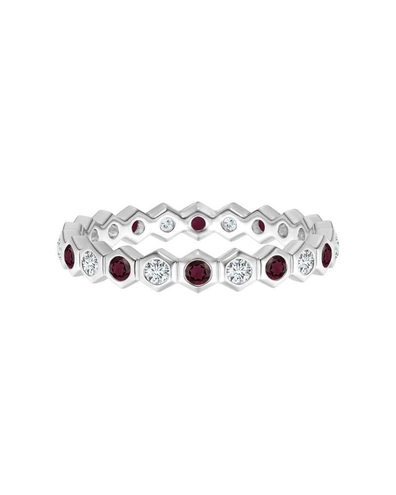 5 MM Hexagonal Round Multi Gemstone 925 Sterling Silver Eternity Wedding Band Rhodolite $16.31 Rings