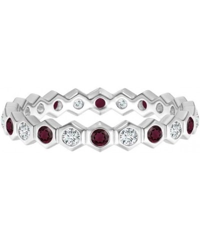 5 MM Hexagonal Round Multi Gemstone 925 Sterling Silver Eternity Wedding Band Rhodolite $16.31 Rings