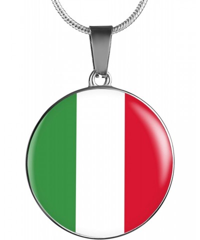 Italian Flag With Circle Pendant Necklace - Great Italian Themed Jewelry Gift – Crafted in Shatterproof Glass and Surgical St...