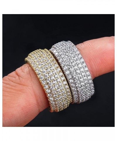 9mm 5Rows 14K Gold Plated Iced Out Lab Simulated Diamond Cubic Zirconia Eternity Wedding Band Ring for Men Women Gold 11 $11....