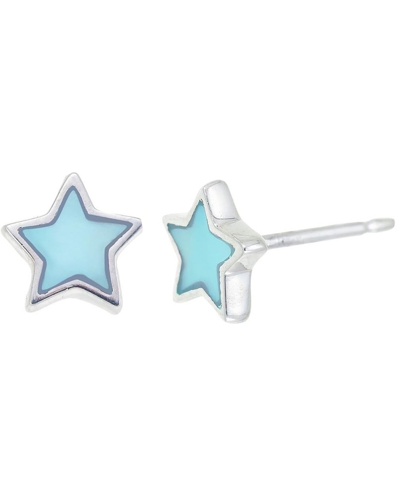 Jewelry Sterling Silver Star Stud Earring Blue Mother of Pearl $13.51 Earrings