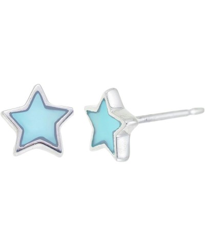 Jewelry Sterling Silver Star Stud Earring Blue Mother of Pearl $13.51 Earrings