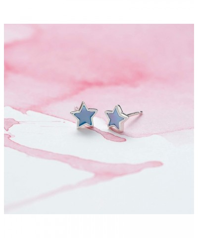 Jewelry Sterling Silver Star Stud Earring Blue Mother of Pearl $13.51 Earrings