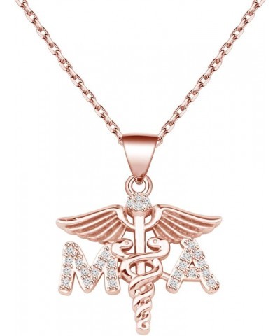 MA Medical Assistant Gift MA Caduceus Angel Necklace Medical Graduation Gift MA Student Gift MA N RG $9.45 Necklaces