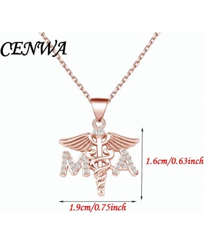 MA Medical Assistant Gift MA Caduceus Angel Necklace Medical Graduation Gift MA Student Gift MA N RG $9.45 Necklaces