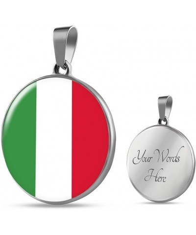 Italian Flag With Circle Pendant Necklace - Great Italian Themed Jewelry Gift – Crafted in Shatterproof Glass and Surgical St...