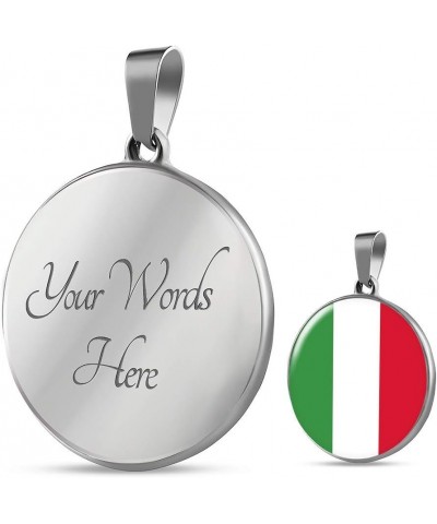 Italian Flag With Circle Pendant Necklace - Great Italian Themed Jewelry Gift – Crafted in Shatterproof Glass and Surgical St...