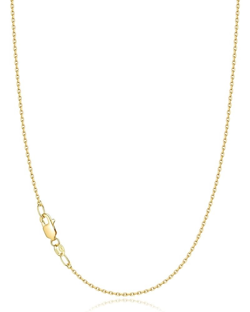 Solid 18k Gold Over 925 Sterling Silver Chain Necklace for Women Girls, 1.1mm Cable Chain Necklace Thin & Dainty & Sturdy Wom...