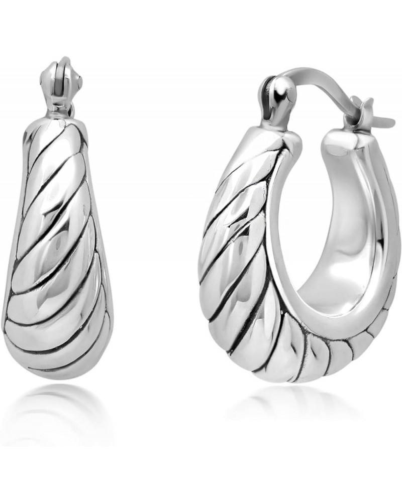 Sterling Silver Lightweight Click Top Hoop Earrings in Various Styles Braided Twist Hoops $20.91 Earrings