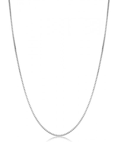 14k White Gold Box Chain Pendant Necklace for Women (0.6mm, 0.7mm, 0.8mm or 1mm/ lengths from 13 to 30 inches) 30 inch 1.0 mm...