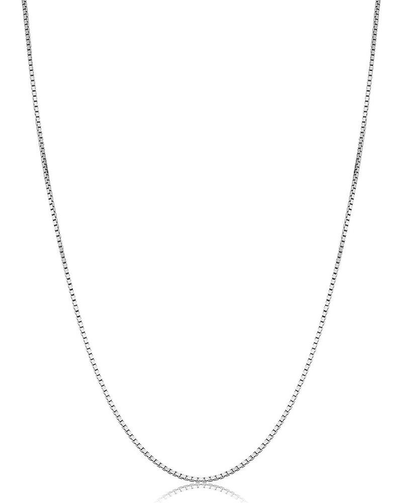 14k White Gold Box Chain Pendant Necklace for Women (0.6mm, 0.7mm, 0.8mm or 1mm/ lengths from 13 to 30 inches) 30 inch 1.0 mm...