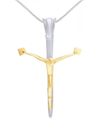 Crucifix Cross Pendant Necklace in 14k Gold Over Sterling Silver White-gold-plated-Silver $44.88 Necklaces