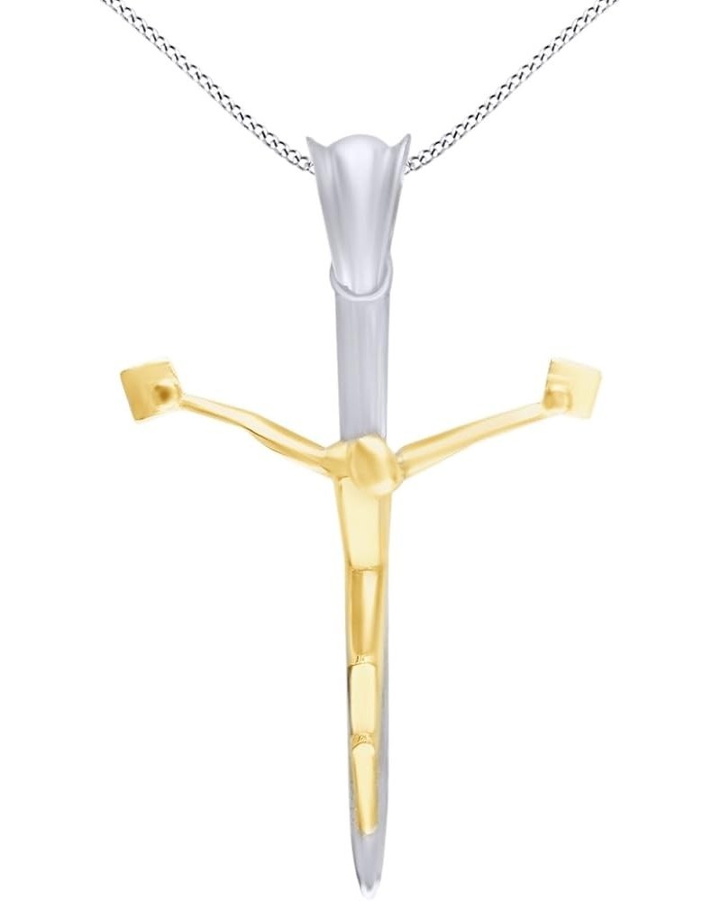 Crucifix Cross Pendant Necklace in 14k Gold Over Sterling Silver White-gold-plated-Silver $44.88 Necklaces