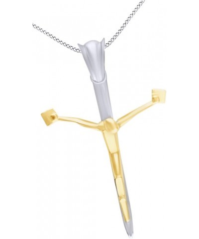 Crucifix Cross Pendant Necklace in 14k Gold Over Sterling Silver White-gold-plated-Silver $44.88 Necklaces