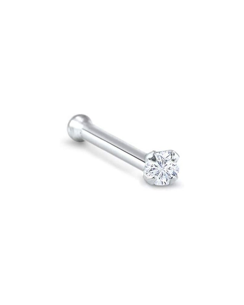 14k White Gold Nose Bone 5.5mm Post 1.5mm, 2mm, 2.5mm, or 3mm Round CZ 22G 20G 18G 1.5mm CZ-22G $14.40 Body Jewelry