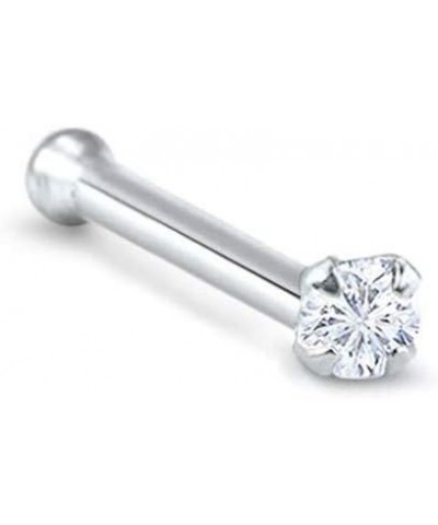 14k White Gold Nose Bone 5.5mm Post 1.5mm, 2mm, 2.5mm, or 3mm Round CZ 22G 20G 18G 1.5mm CZ-22G $14.40 Body Jewelry