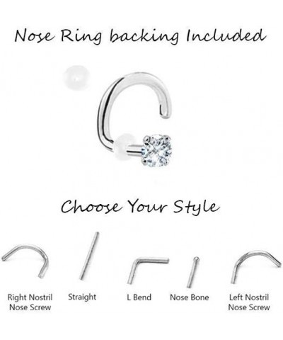 14k White Gold Nose Bone 5.5mm Post 1.5mm, 2mm, 2.5mm, or 3mm Round CZ 22G 20G 18G 1.5mm CZ-22G $14.40 Body Jewelry