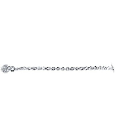 Heart Cubic Zirconia CZ Fashion Toggle Charm Bracelet for Women, Silver-Tone 7 inch $17.10 Bracelets