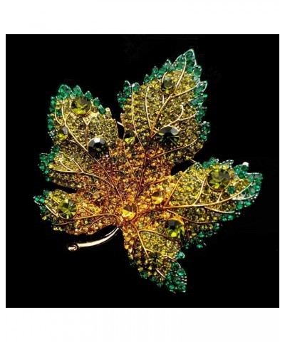 Vintage Stylish Full Micro Pave Yellow Orange Red Crystal Big Maple Leaf Brooch Pin Autumn Jewelry Green $5.63 Brooches & Pins