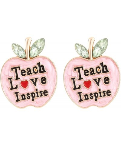 Shining Rhinestone Teacher Earrings Faux Pearl Bead ABC Letter Dangle Earring Enamel Apple Book Pencil Stud Statement Fun Bac...