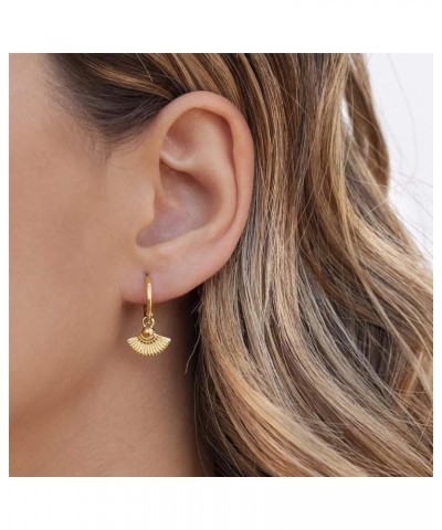 Gold Dainty Dangle Hoop Earrings for Women 14K Gold Plated Delicate cute Geometric Triangle Cone Dangle Earrings Shell $11.17...