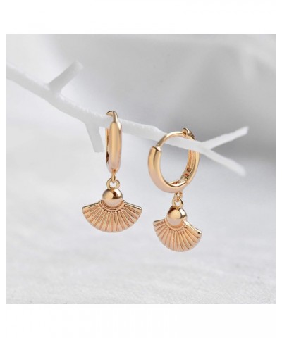 Gold Dainty Dangle Hoop Earrings for Women 14K Gold Plated Delicate cute Geometric Triangle Cone Dangle Earrings Shell $11.17...