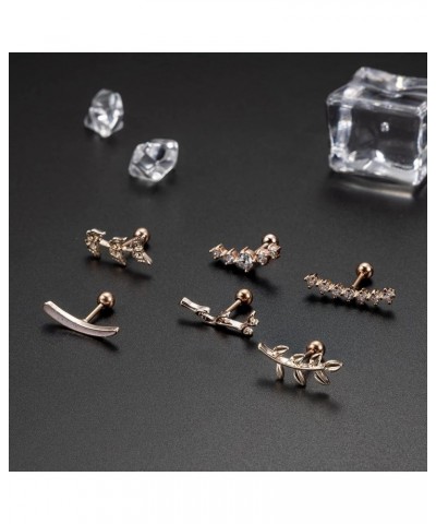 6Pcs 16G 316L Stainless Steel Cartilage Earring Stud for Women Girls Helix Earrings Stud Piercing Jewelry rose gold $7.94 Bod...