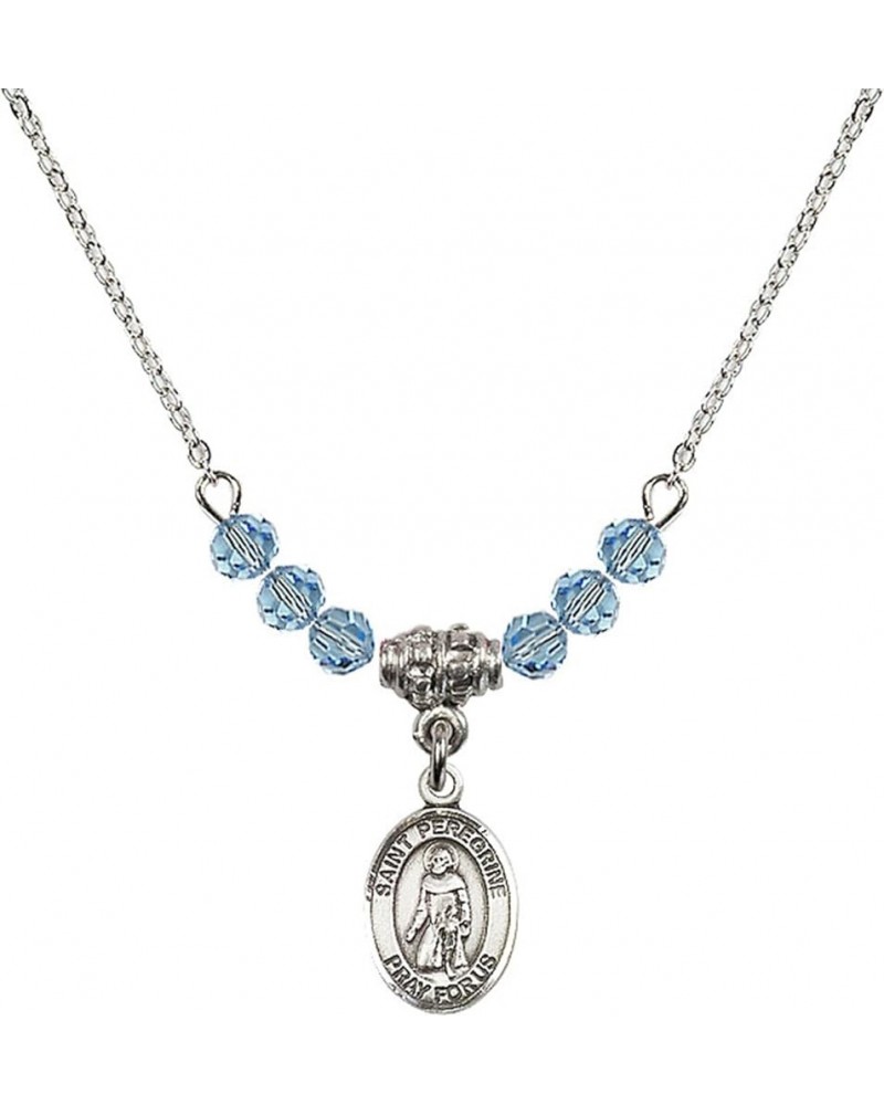 March Birth Month Bead Necklace with Catholic Patron Saint Petite Charm, 18 Inch Saint Peregrine Laziosi $26.60 Necklaces