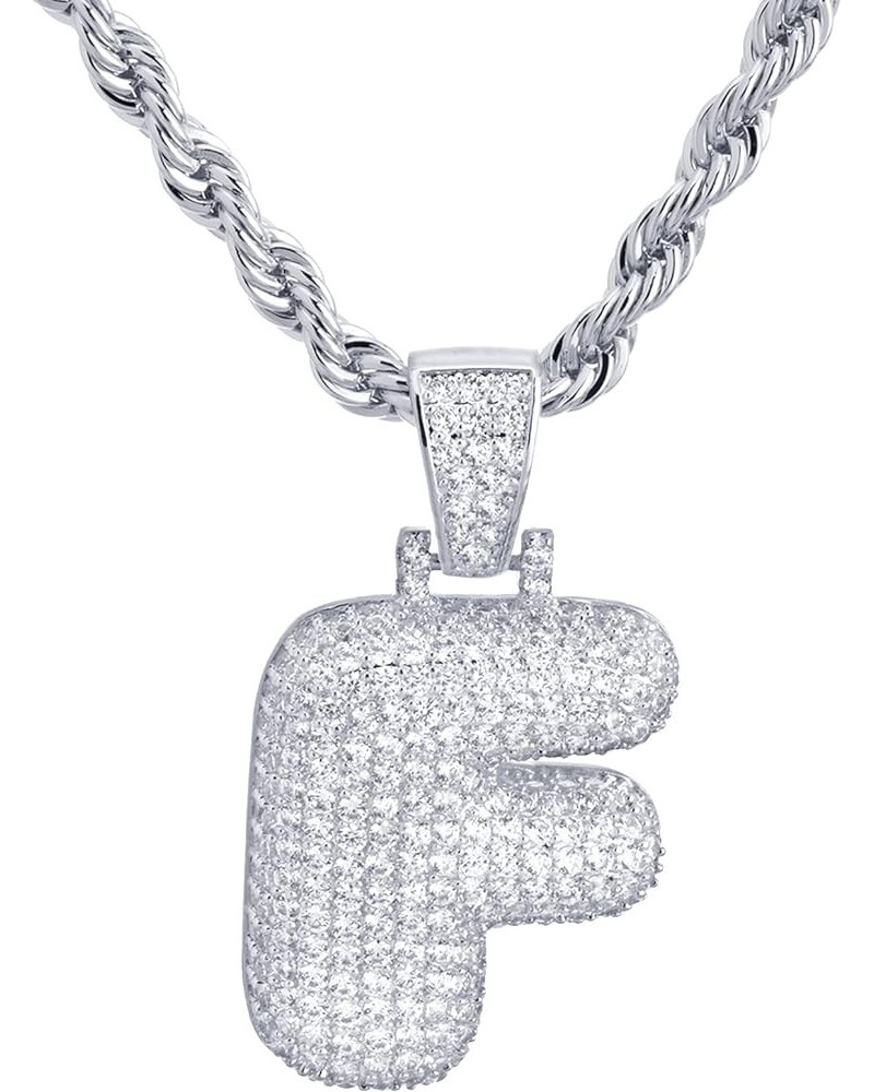 24" Chain A - Z Initial Bubble Letter Silver Plated Iced CZ Pendant 24" Real Feel Rope Chain Necklace F $9.61 Necklaces