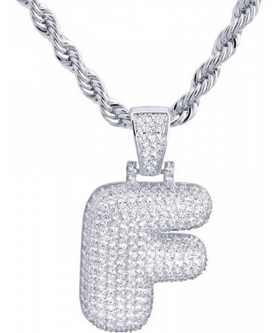 24" Chain A - Z Initial Bubble Letter Silver Plated Iced CZ Pendant 24" Real Feel Rope Chain Necklace F $9.61 Necklaces