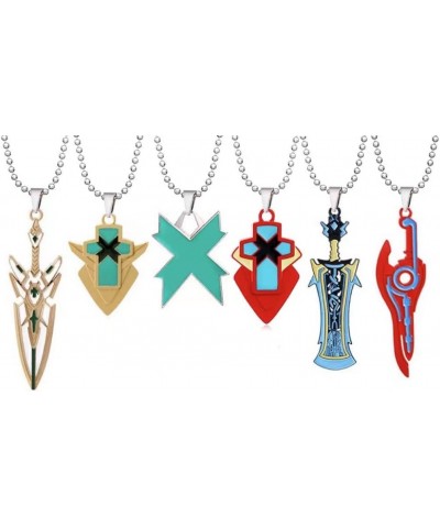 6Pcs Necklace for Game-Xenoblade Monado Cosplay Alloy Metal Sword Weapon Pendants $16.82 Necklaces