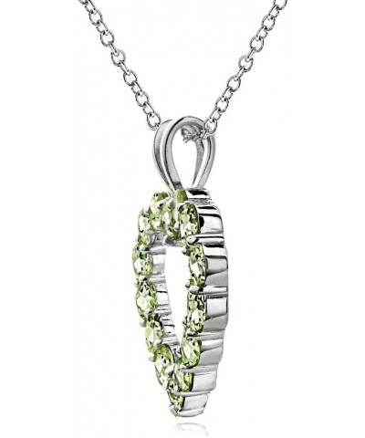 Sterling Silver Genuine, Created or Synthetic Gemstone Open Heart Necklace for Women Girls Bridesmaids August - Peridot $16.0...