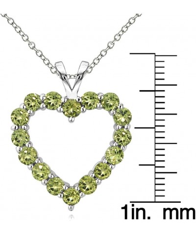 Sterling Silver Genuine, Created or Synthetic Gemstone Open Heart Necklace for Women Girls Bridesmaids August - Peridot $16.0...