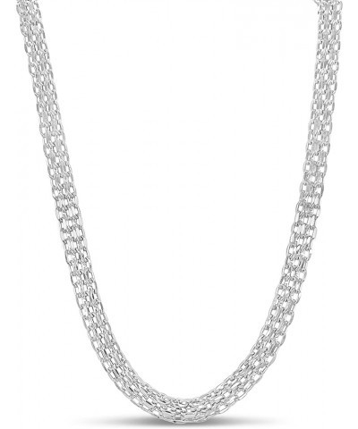 925 Sterling Silver Bismark Mesh Link Chain Necklace, Men's & Women's 2mm $52.18 Necklaces