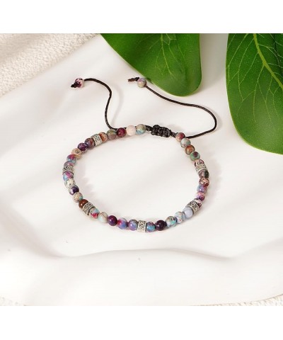 Beaded Bracelets for Women Adjustable Handmade String Bracelet Colorful Stone Strand Bracelet Color $7.83 Bracelets