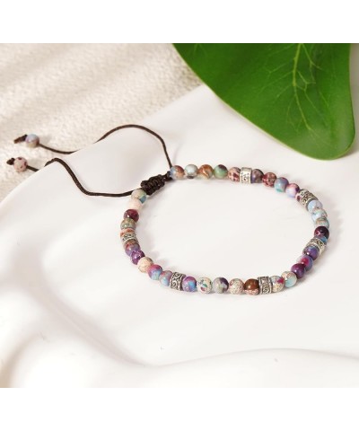 Beaded Bracelets for Women Adjustable Handmade String Bracelet Colorful Stone Strand Bracelet Color $7.83 Bracelets