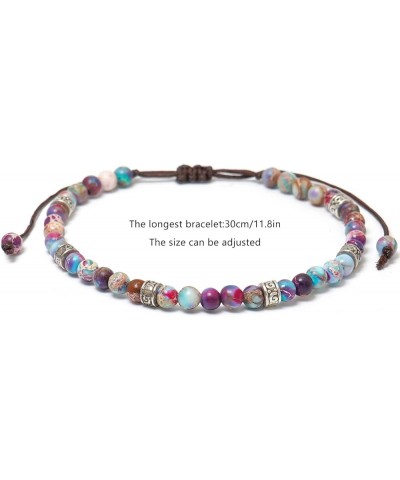 Beaded Bracelets for Women Adjustable Handmade String Bracelet Colorful Stone Strand Bracelet Color $7.83 Bracelets