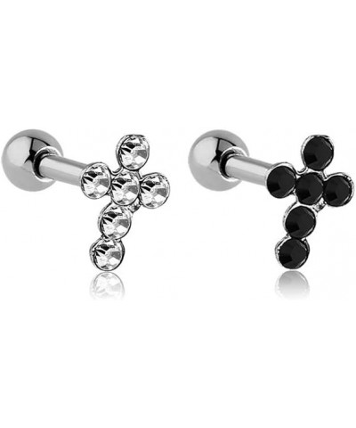 316L Surgical Steel Cross Ear Cartilage Helix Earring Stud Body Jewelry 16G Clear $10.06 Body Jewelry