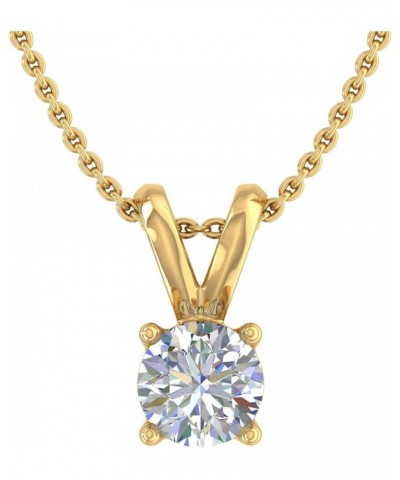 1/4 to 1/3 Carat 4-Prong Set Solitaire Diamond Pendant Necklace in 10K Gold or in Platinum (Silver Chain Included) Yellow Gol...