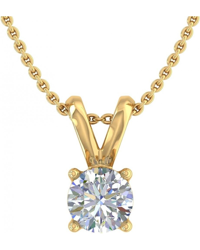 1/4 to 1/3 Carat 4-Prong Set Solitaire Diamond Pendant Necklace in 10K Gold or in Platinum (Silver Chain Included) Yellow Gol...