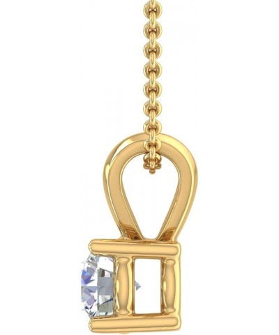 1/4 to 1/3 Carat 4-Prong Set Solitaire Diamond Pendant Necklace in 10K Gold or in Platinum (Silver Chain Included) Yellow Gol...