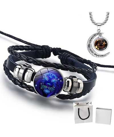 Serene Manifestation Bracelet,Zodiac Signs Spirit Bracelet,12 Constellations Gemstone Leather Bracelet Leo $10.63 Bracelets