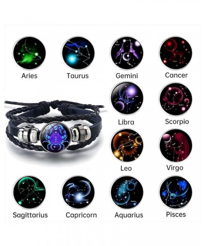 Serene Manifestation Bracelet,Zodiac Signs Spirit Bracelet,12 Constellations Gemstone Leather Bracelet Leo $10.63 Bracelets