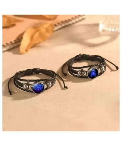 Serene Manifestation Bracelet,Zodiac Signs Spirit Bracelet,12 Constellations Gemstone Leather Bracelet Leo $10.63 Bracelets