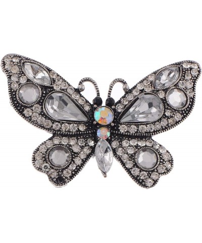 Czech Clear Crystal Rhinestone Butterfly Birthstone Bridal Wedding Gift Adjustable Ring Silvery $10.00 Rings