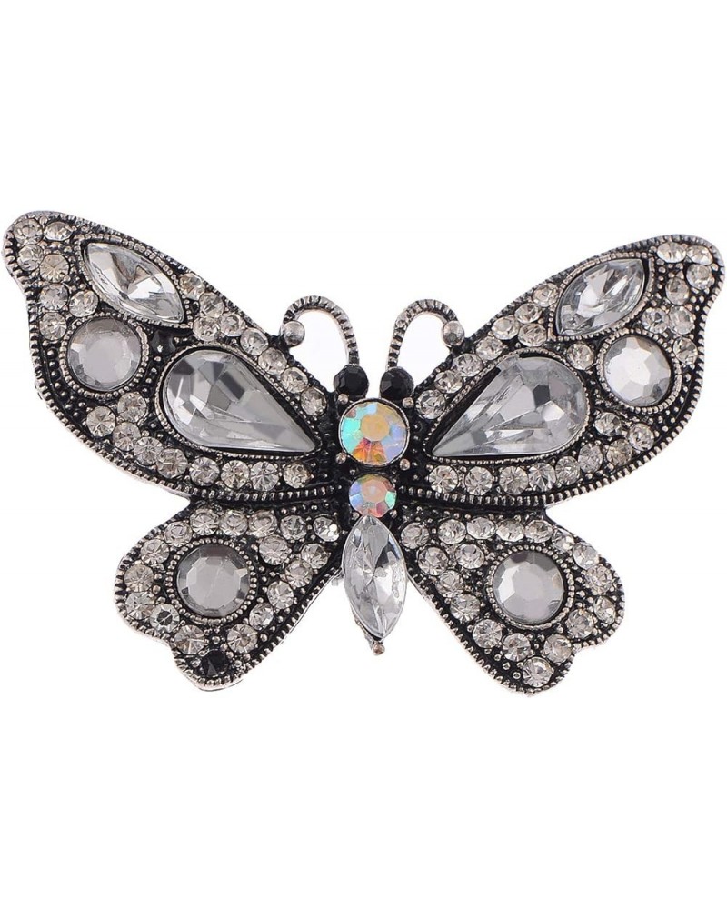 Czech Clear Crystal Rhinestone Butterfly Birthstone Bridal Wedding Gift Adjustable Ring Silvery $10.00 Rings